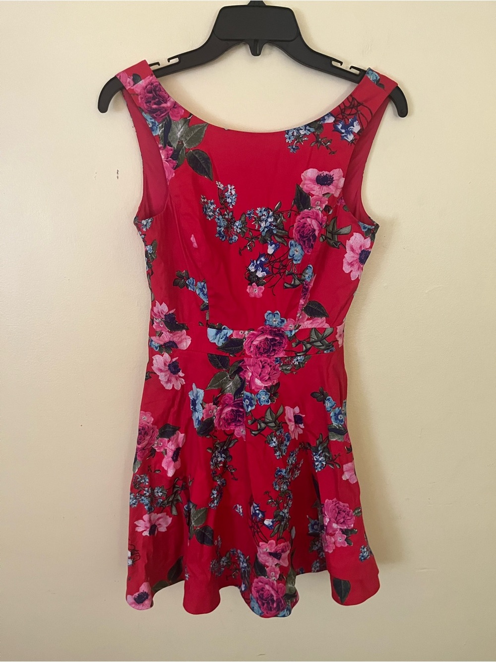 Old Navy Red Floral Fit & Flare Mini Dress
